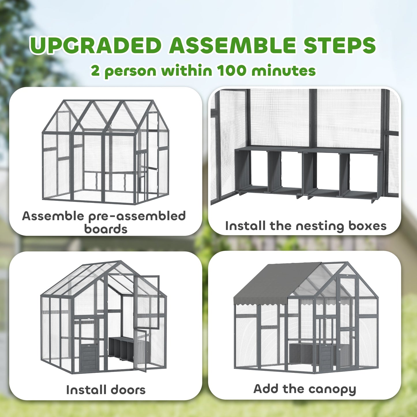 Large Wooden Chicken Run with Waterproof Cover for 6–8 Chickens CJ