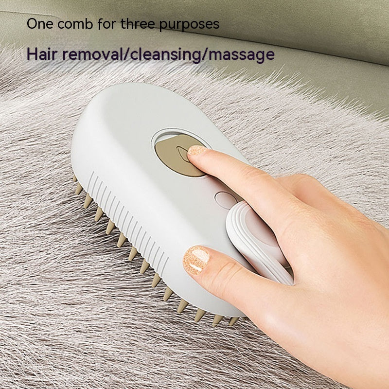 Electric Steam Pet Brush – Self-Cleaning Dog & Cat Grooming Comb with Spray, Deshedding and Massage CJ