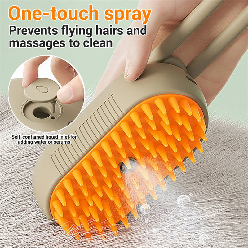 Electric Steam Pet Brush – Self-Cleaning Dog & Cat Grooming Comb with Spray, Deshedding and Massage CJ