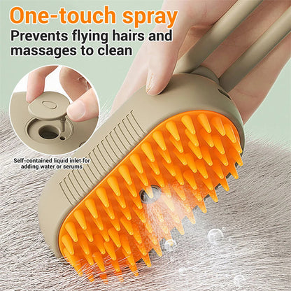 Electric Steam Pet Brush – Self-Cleaning Dog & Cat Grooming Comb with Spray, Deshedding and Massage CJ
