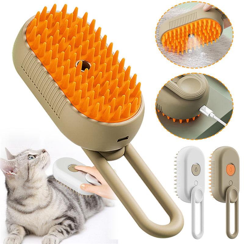 Electric Steam Pet Brush – Self-Cleaning Dog & Cat Grooming Comb with Spray, Deshedding and Massage CJ