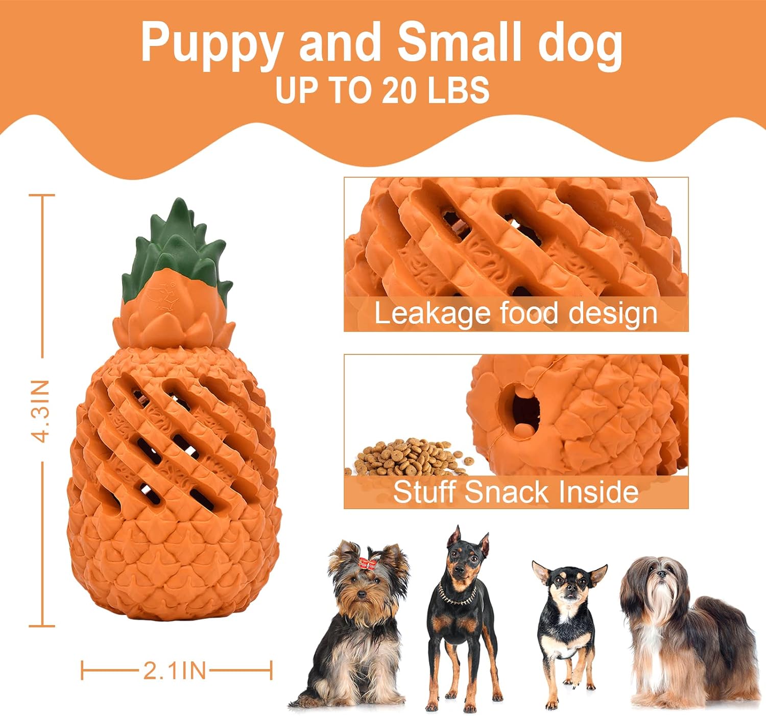 Pineapple Dog Chew Toy for Aggressive Chewers – Durable Natural Rubber Treat-Dispensing Toy CJ