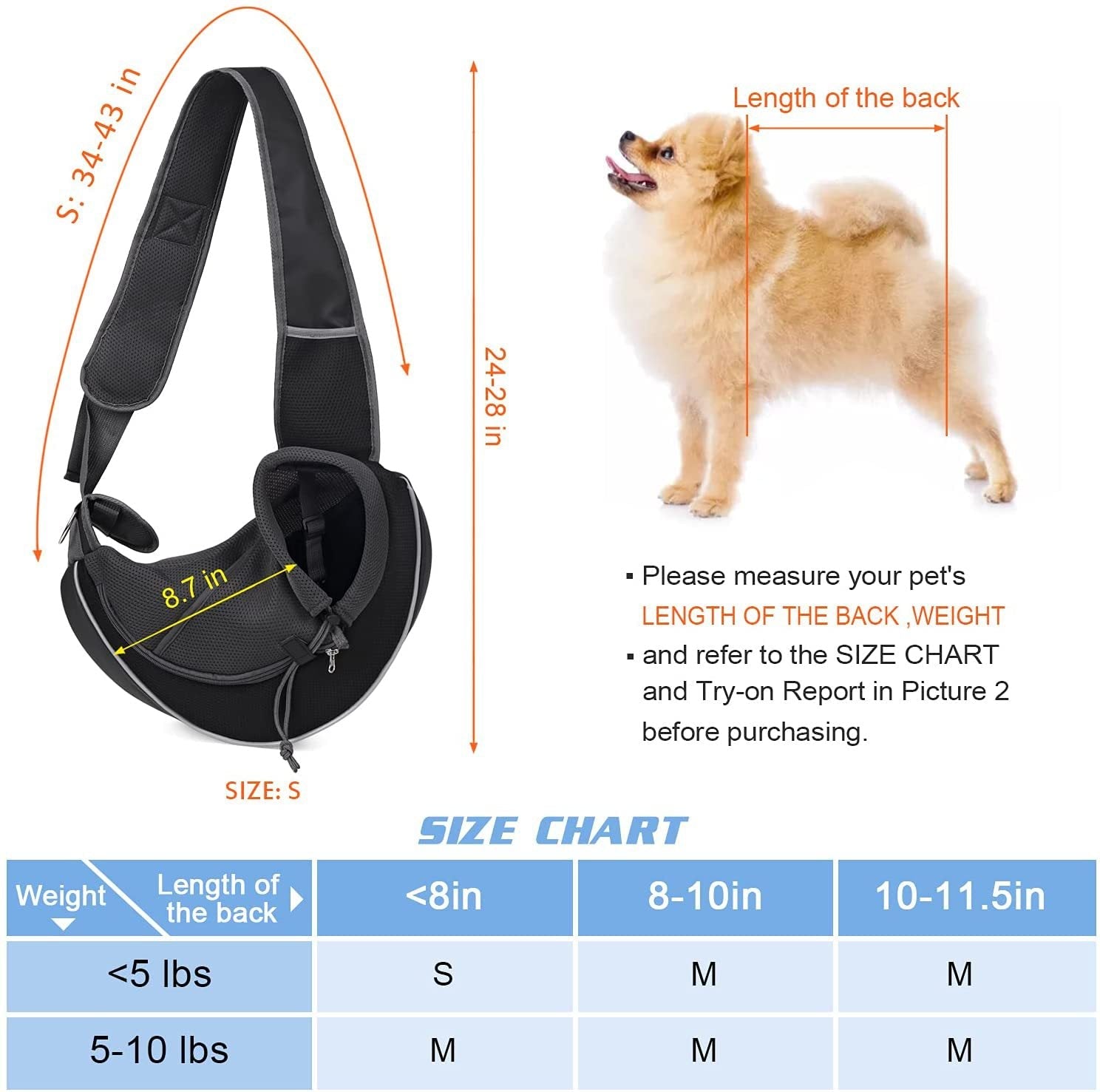 Portable Pet Sling Carrier | Breathable Crossbody Dog & Cat Carrier Bag for Small Pets (Up to 10kg) CJ