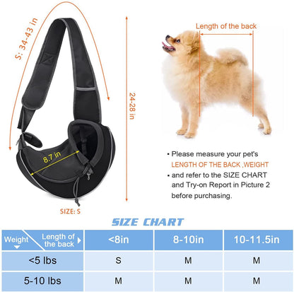 Portable Pet Sling Carrier | Breathable Crossbody Dog & Cat Carrier Bag for Small Pets (Up to 10kg) CJ