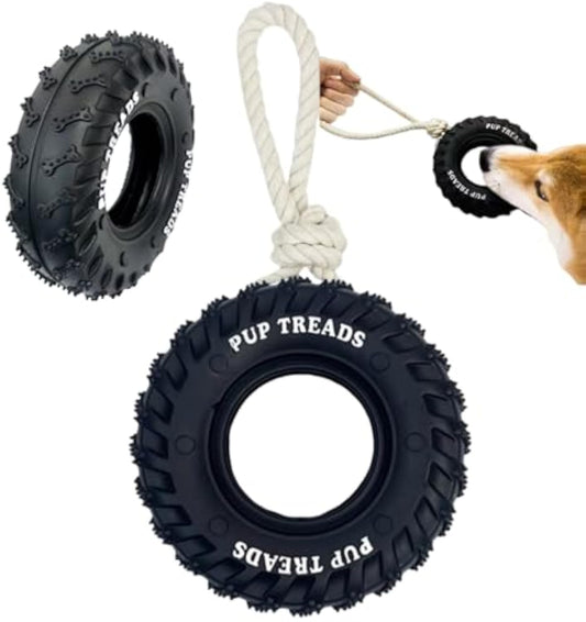 Tough Dog Toy for Aggressive Chewers – Tire Rope Treat Dispensing Interactive Chew Toy CJ