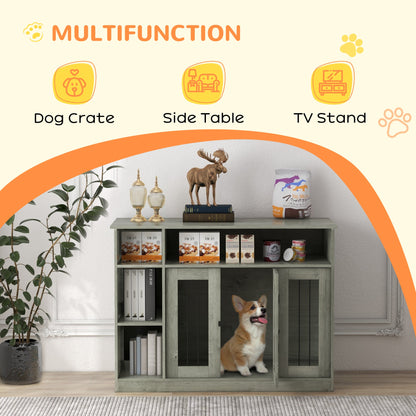 Dog Crate Furniture with Storage – Modern Wooden Dog Kennel End Table CJ