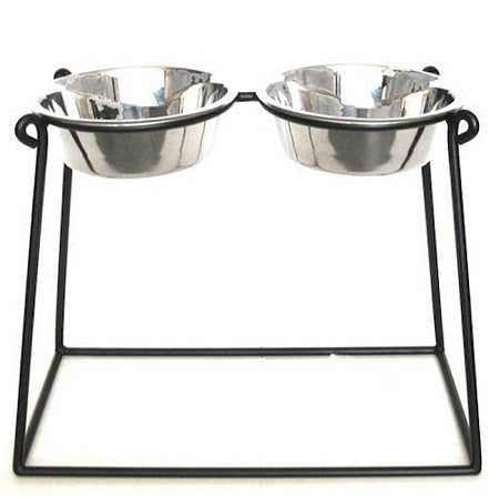 Pyramid Elevated Double Dog Feeder - XX Large/Black PetsStop