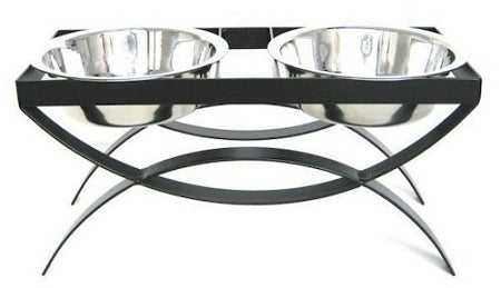 SeeSaw Double Elevated Dog Bowl - Medium/Black PetsStop